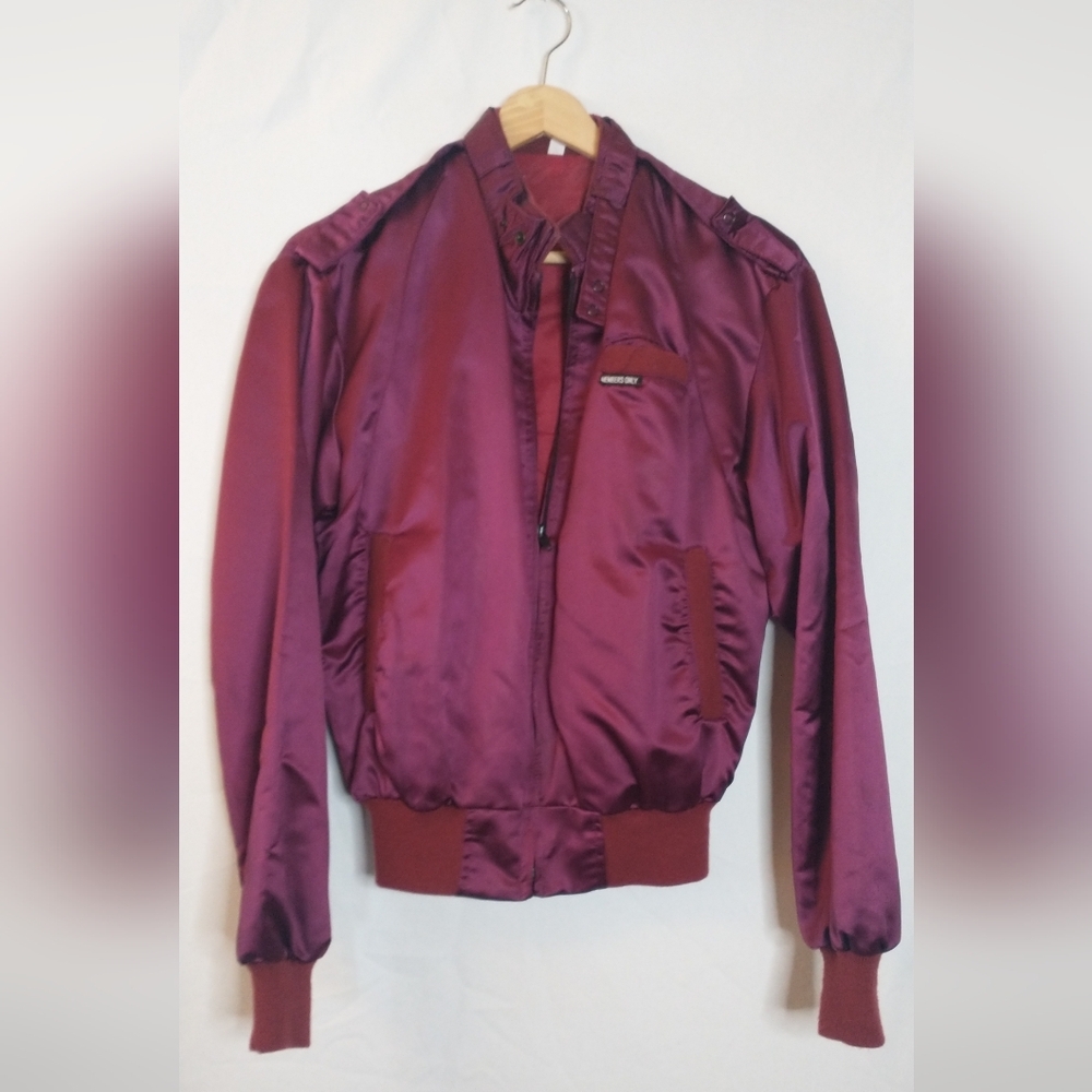 Members Only Vintage Burgundy Satin Jacket Retro 90's Size Small